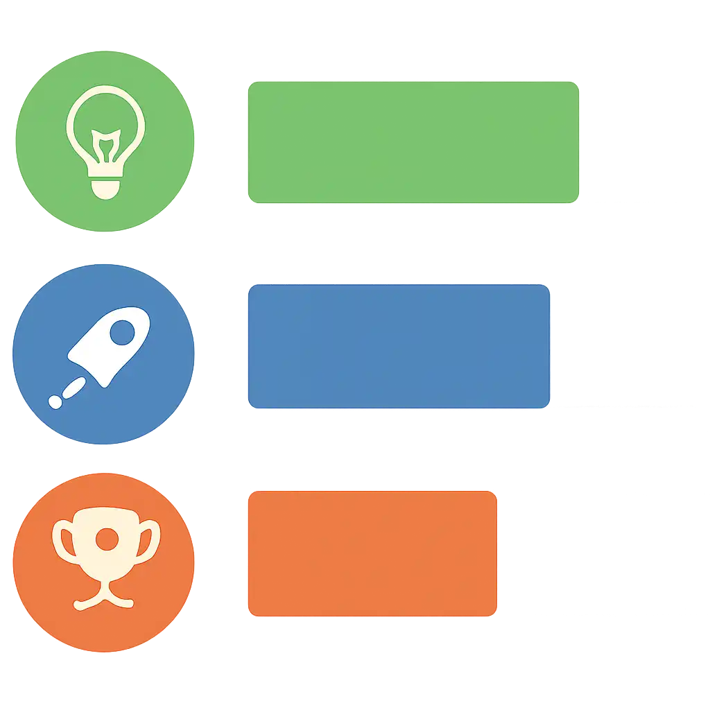 Infographic comparing options using coloured bars and icons only, no text or labels, flat design, Ideas